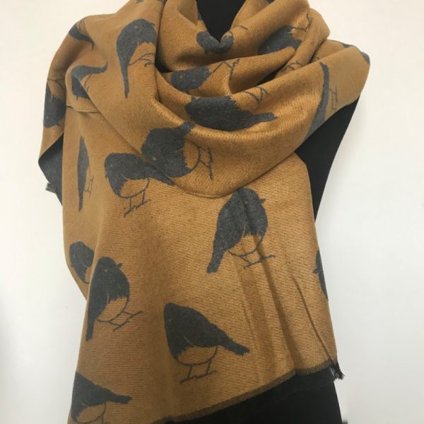 Bird design, thick printed scarf