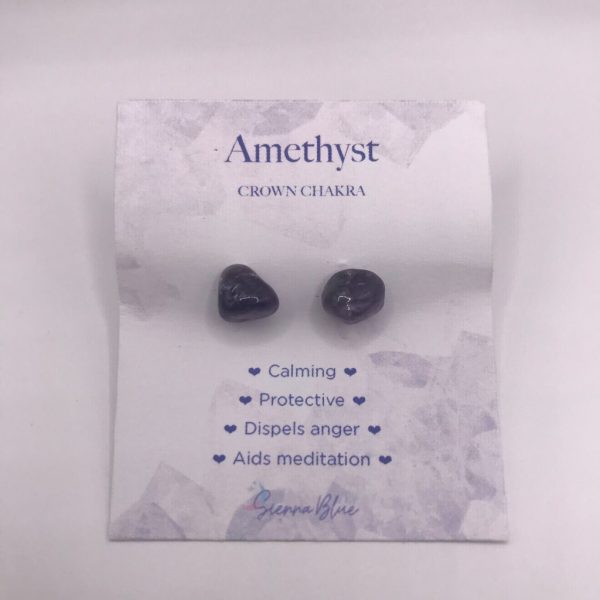 Amethyst Crystal chip earrings, small studs