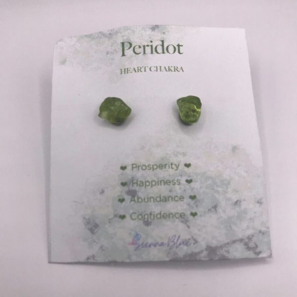 Peridot Crystal chip earrings, small studs